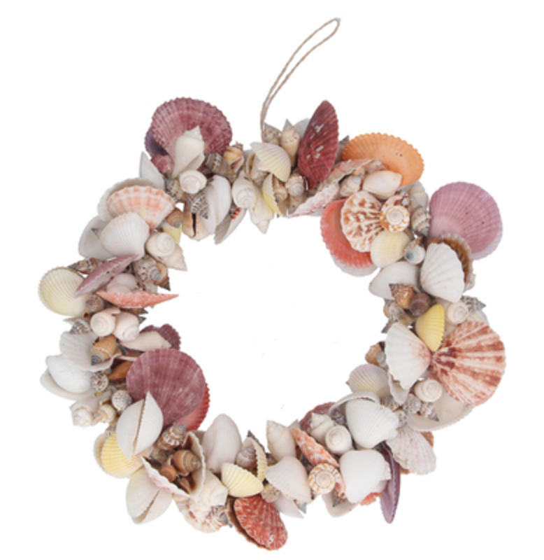 Round Wreath Made From Mixed Shells. The Perfect Addition To Your Home. By Gisela Graham.